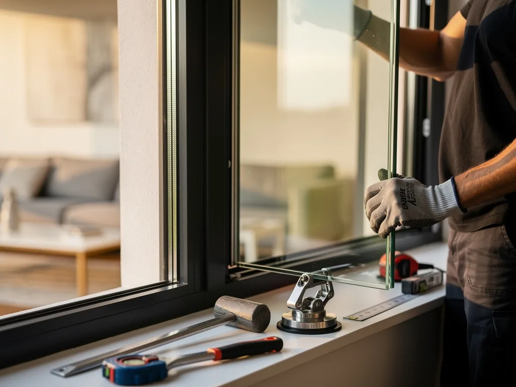 Intervention vitrier à Fontainebleau 77300 : artisan au travail